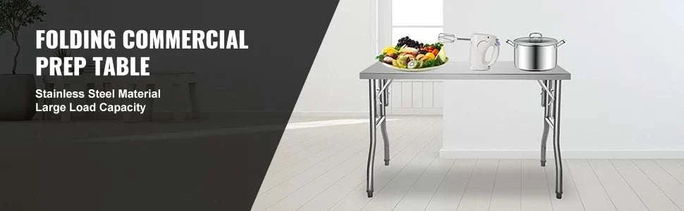 Stainless Steel Folding Work Table with Adjustable Shelf Storage-1 shelf 48x24 inch / france