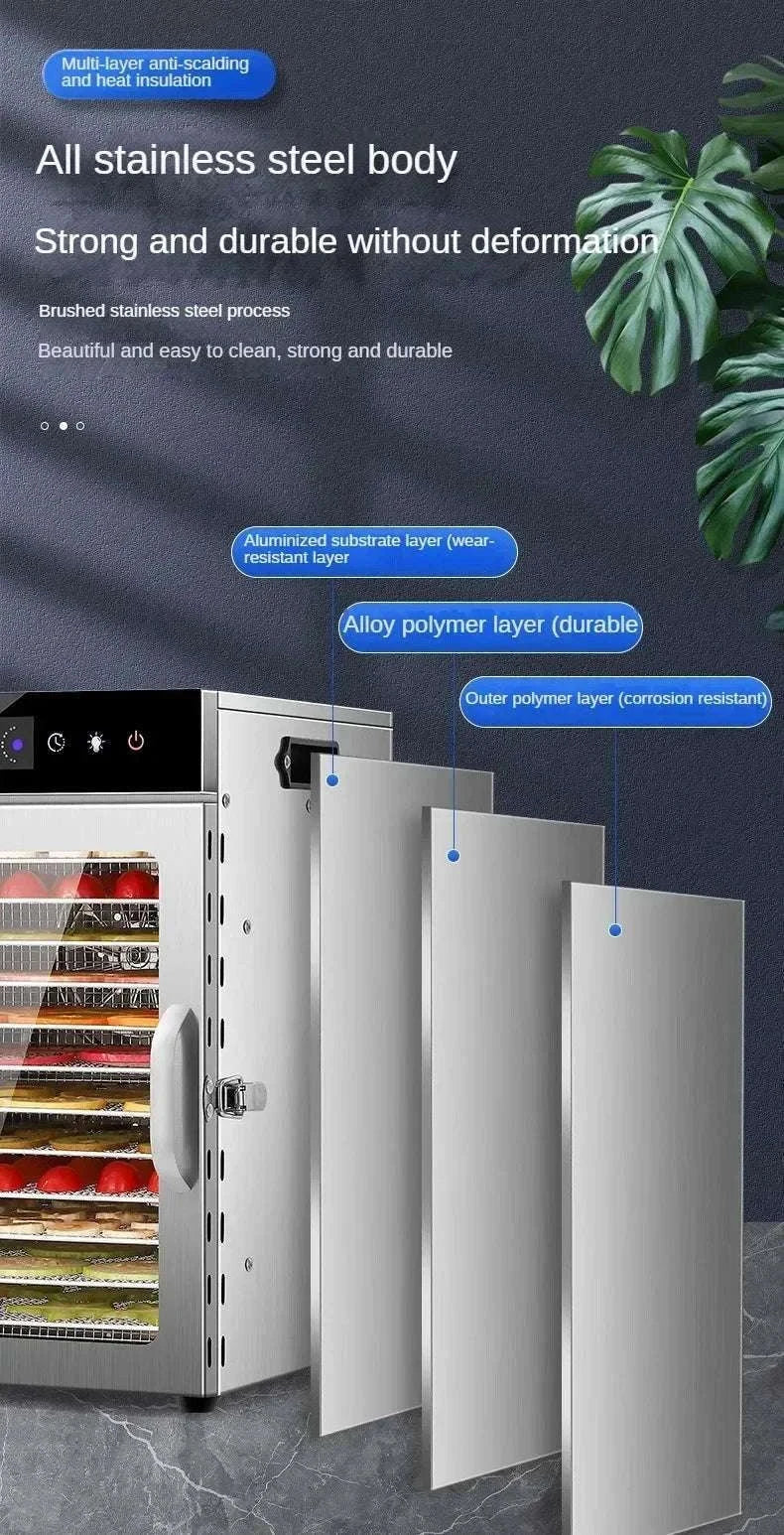 Stainless Steel Food Dehydrator with 12 Layers and Touch Control-6 layers / US
