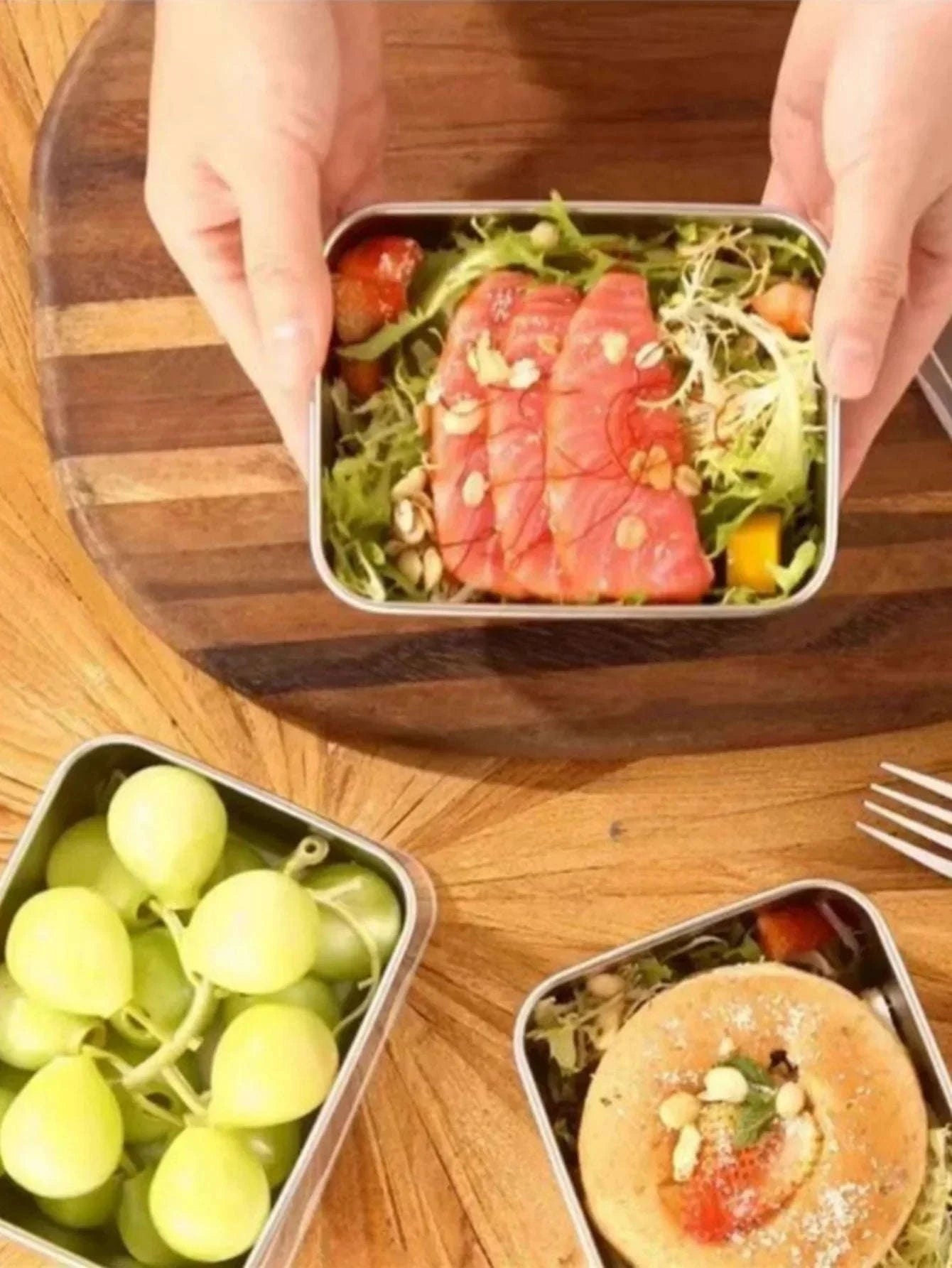 Stainless Steel Fresh-Keeping Box with Sealed Lid-3pcs