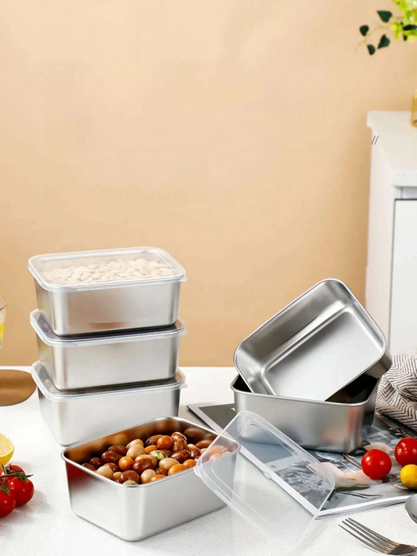 Stainless Steel Fresh-Keeping Box with Sealed Lid-3pcs