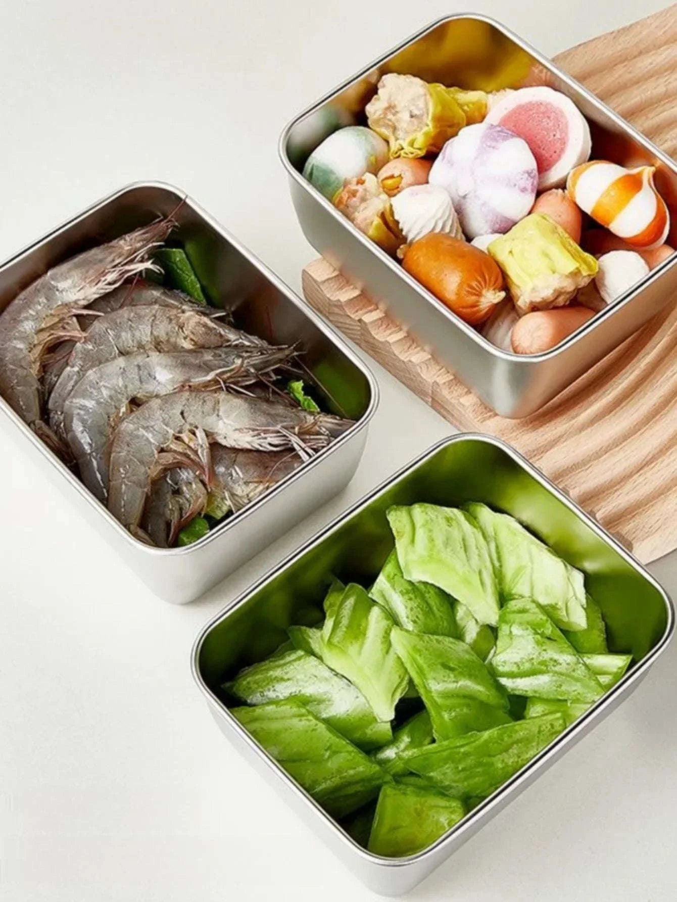 Stainless Steel Fresh-Keeping Box with Sealed Lid-3pcs