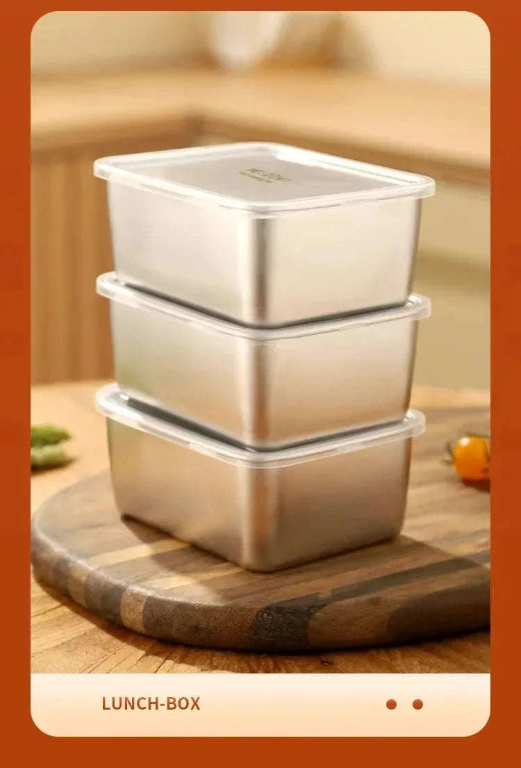 Stainless Steel Fresh-Keeping Box with Sealed Lid-3pcs