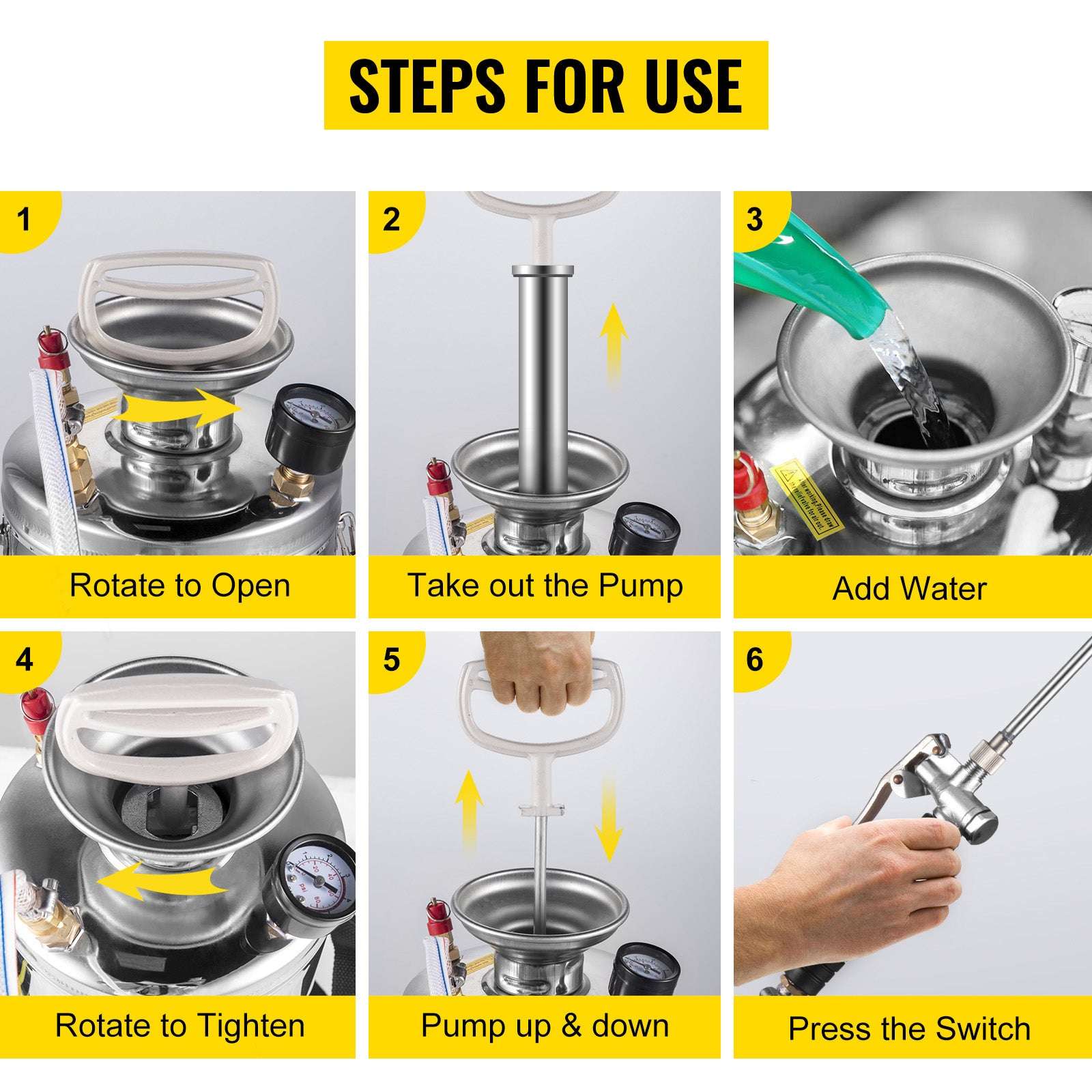 Stainless Steel Hand Pump Sprayer 4–12L Garden & Cleaning Tool-8L 2Gal / CZECH REPUBLIC