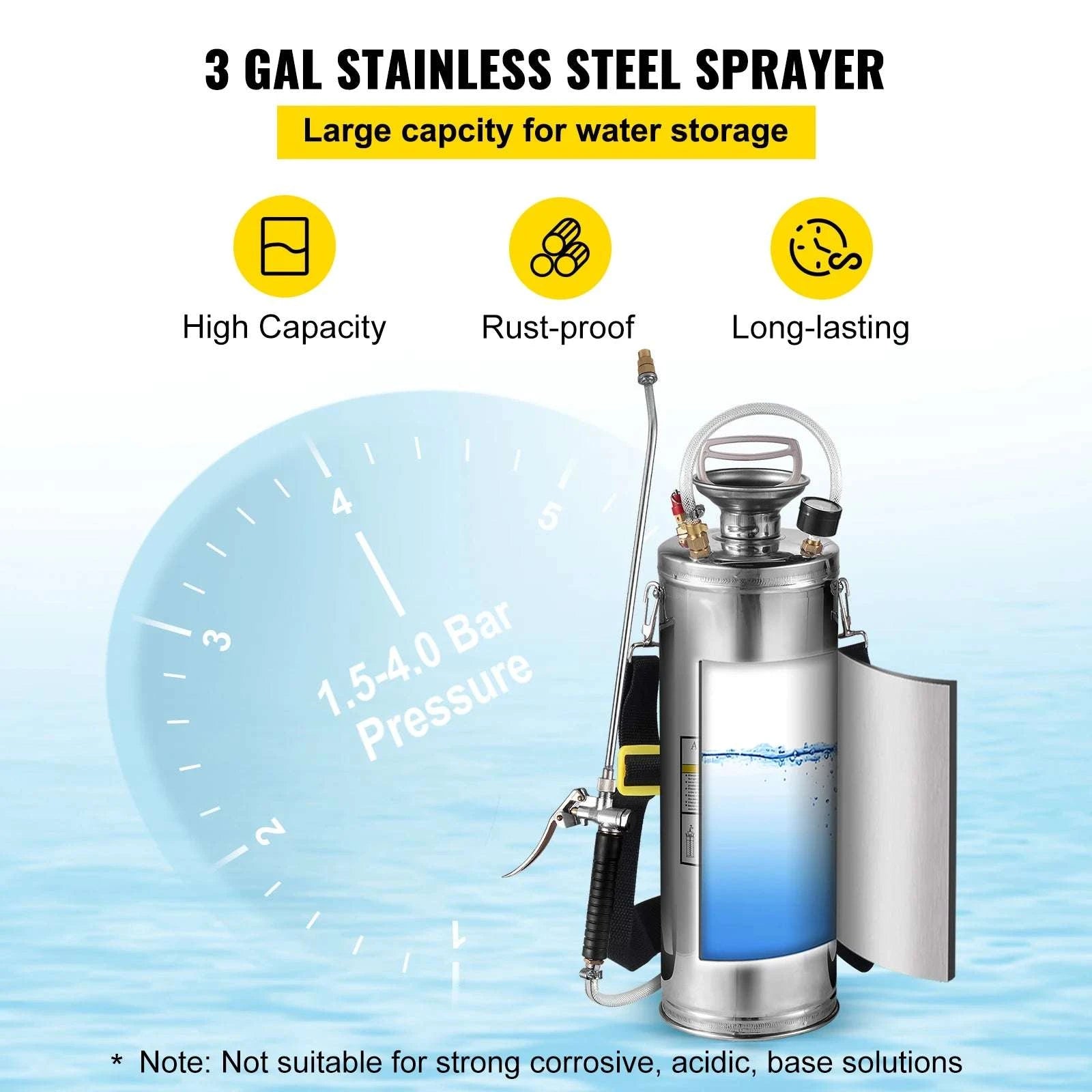 Stainless Steel Hand Pump Sprayer 4–12L Garden & Cleaning Tool-8L 2Gal / CZECH REPUBLIC
