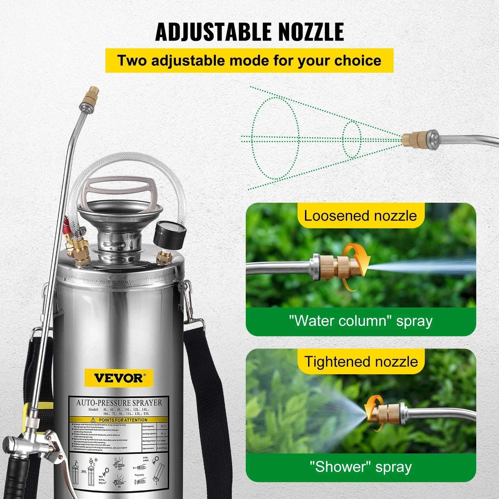 Stainless Steel Hand Pump Sprayer 4–12L Garden & Cleaning Tool-8L 2Gal / CZECH REPUBLIC