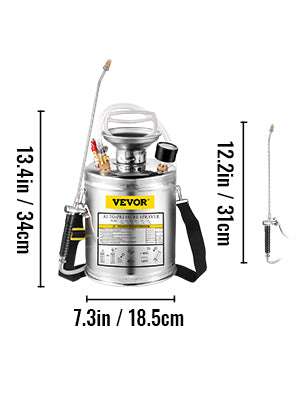 Stainless Steel Hand Pump Sprayer 4–12L Garden & Cleaning Tool-8L 2Gal / CZECH REPUBLIC