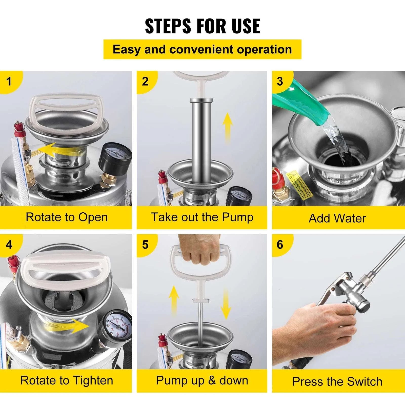 Stainless Steel Hand Pump Sprayer 4–12L Garden & Cleaning Tool-8L 2Gal / CZECH REPUBLIC