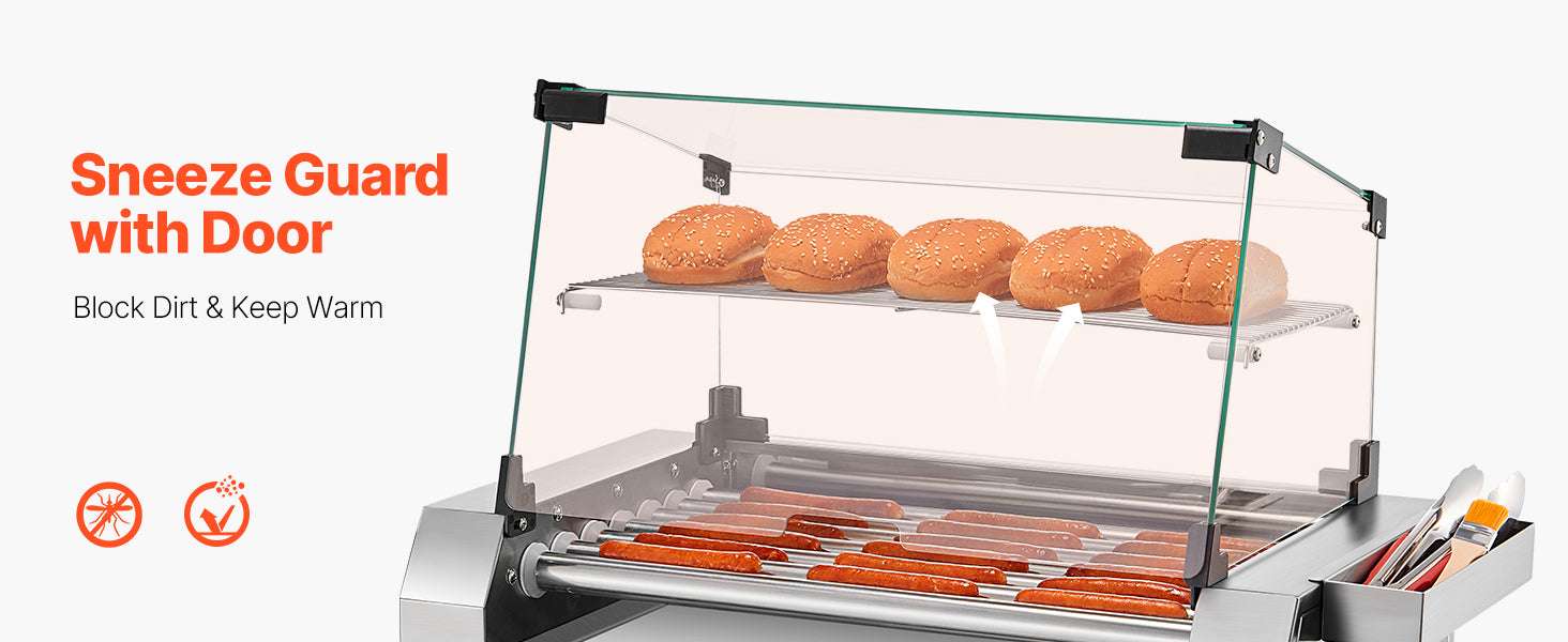 Stainless Steel Hot Dog Roller Grill with Dual Temperature Control-5 Rollers / United States