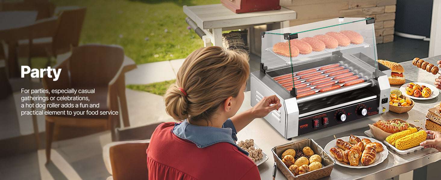 Stainless Steel Hot Dog Roller Grill with Dual Temperature Control-5 Rollers / United States