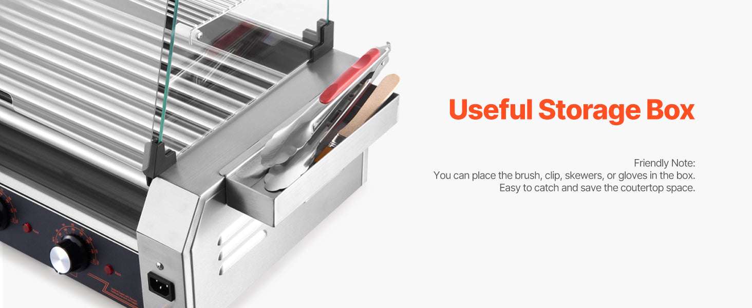 Stainless Steel Hot Dog Roller Grill with Dual Temperature Control-5 Rollers / United States