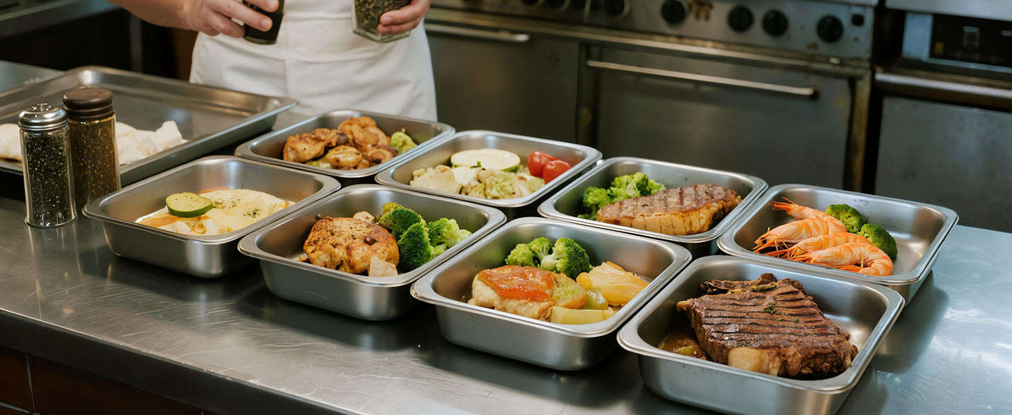 Stainless Steel Hotel Pan 1/2 Size 2.5-Inch Deep 4-Pack-6inch 2pcs / spain