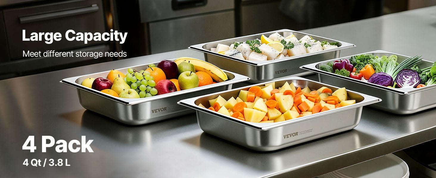 Stainless Steel Hotel Pan 1/2 Size 2.5-Inch Deep 4-Pack-6inch 2pcs / spain