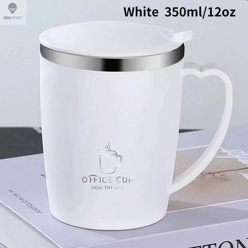 Stainless Steel Insulated Coffee Mug – 350ml Vacuum-Sealed Travel Cup with Handle-black / 350ml