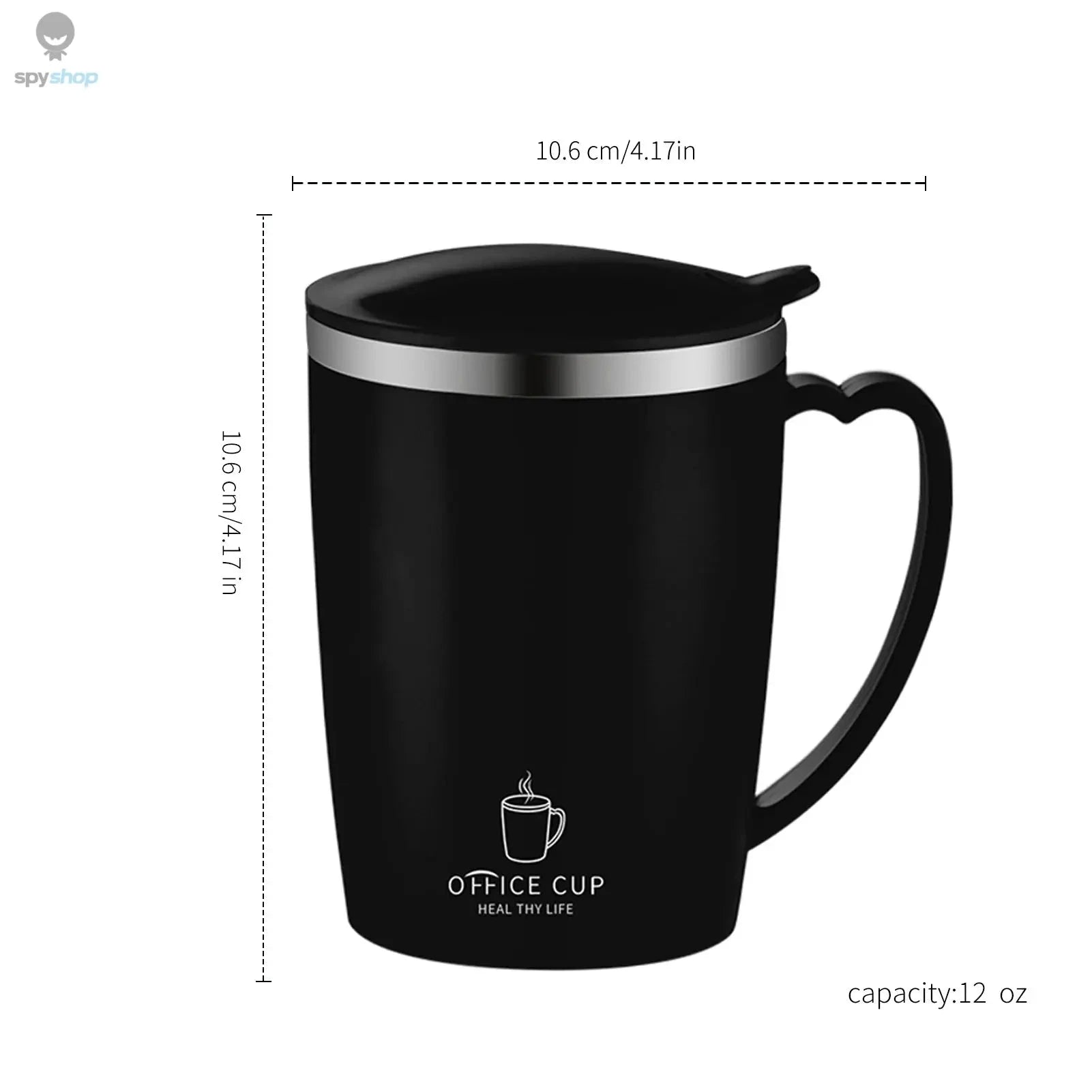Stainless Steel Insulated Coffee Mug – 350ml Vacuum-Sealed Travel Cup with Handle-black / 350ml