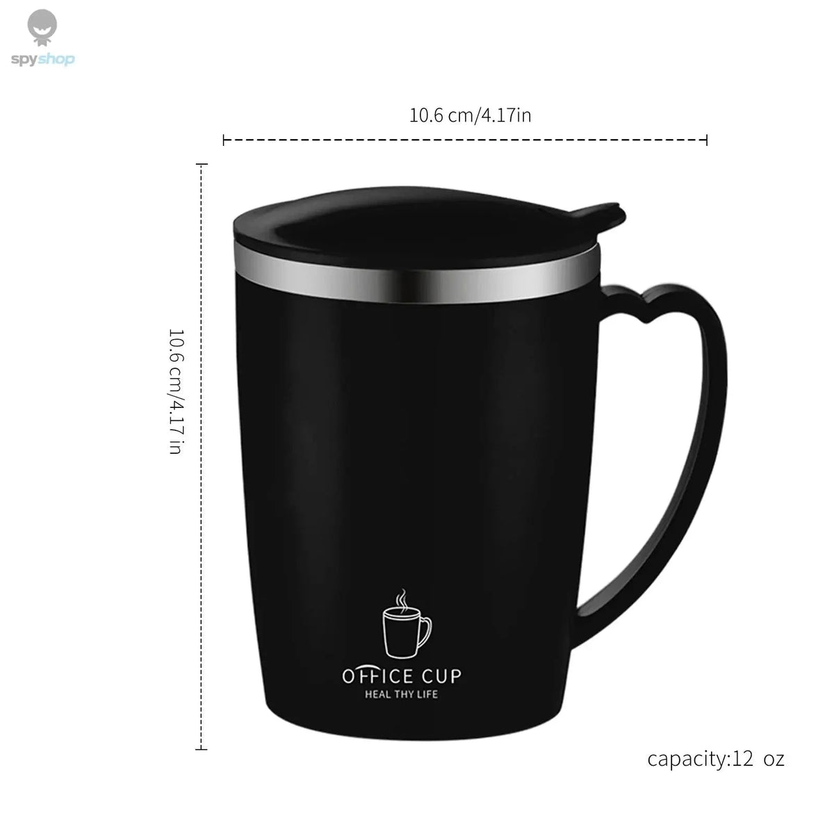 Stainless Steel Insulated Coffee Mug 350ml with Handle-black / 350ml
