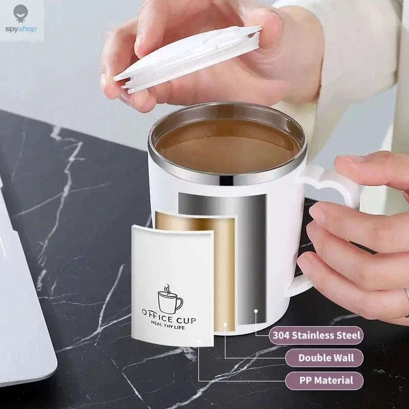 Stainless Steel Insulated Coffee Mug 350ml with Handle-black / 350ml