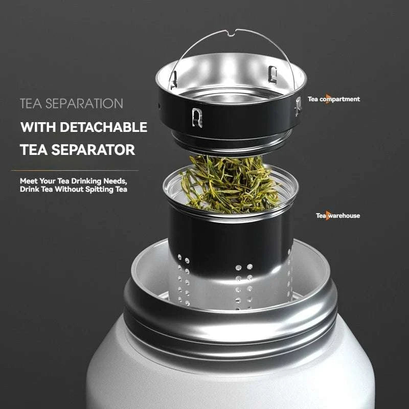 Stainless Steel Insulated Water Bottle with Straw and Handle-1500ML BLACK GRAY / 2.0L