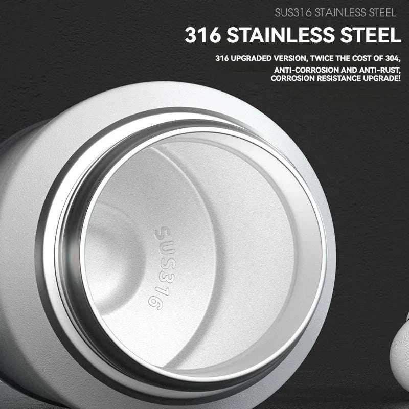 Stainless Steel Insulated Water Bottle with Straw and Handle-1500ML BLACK GRAY / 2.0L