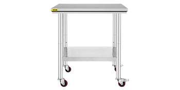Stainless Steel Kitchen Prep Table with Wheels & Adjustable Shelf-36 x 30 inch / United States
