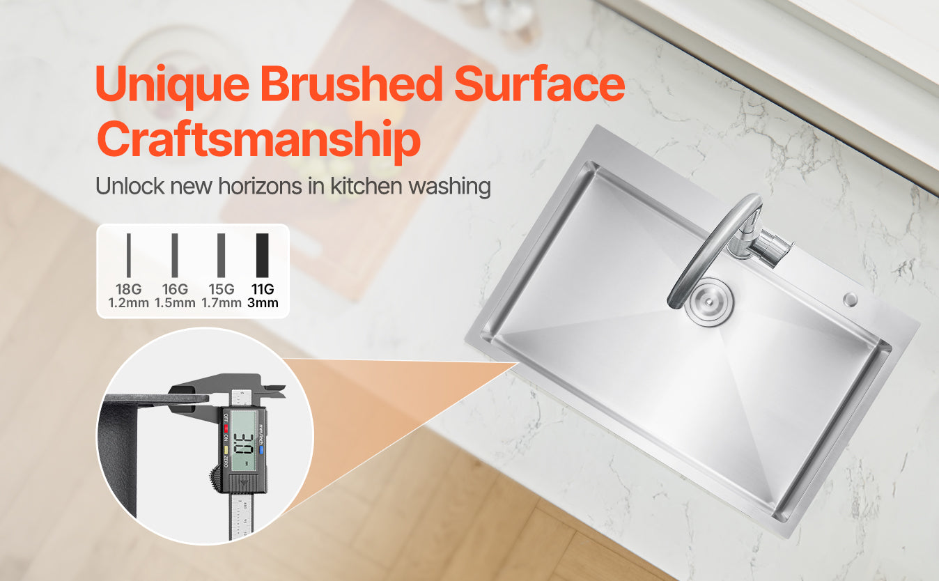 SucceBuy 25/33 inch Kitchen Sink Workstation 304 Stainless Steel Top Mount Sinks Household Dishwasher Sinks for RV Prep Kitchen