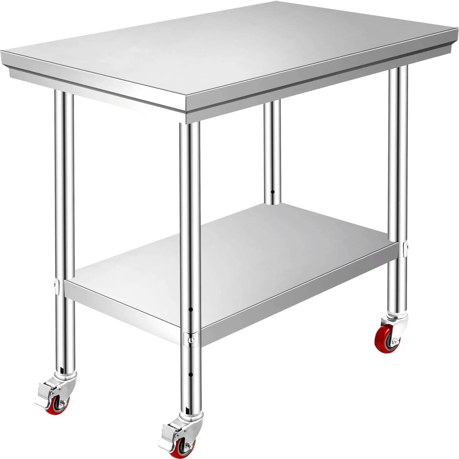Stainless Steel Kitchen Worktable with Shelves and Caster Wheels-36 x 30 inch / spain