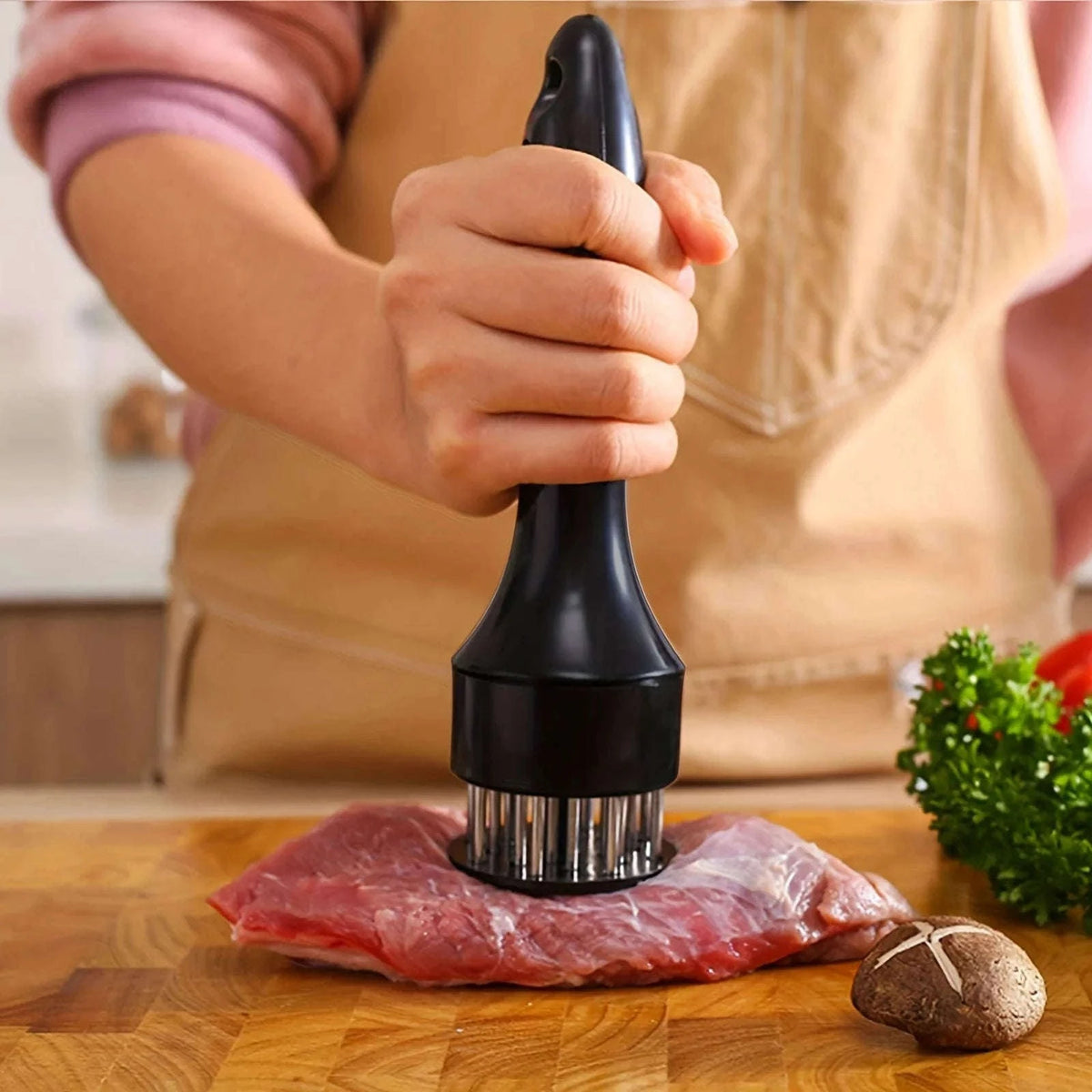 Stainless Steel Meat Tenderizer Hammer and Needle Tool-Black