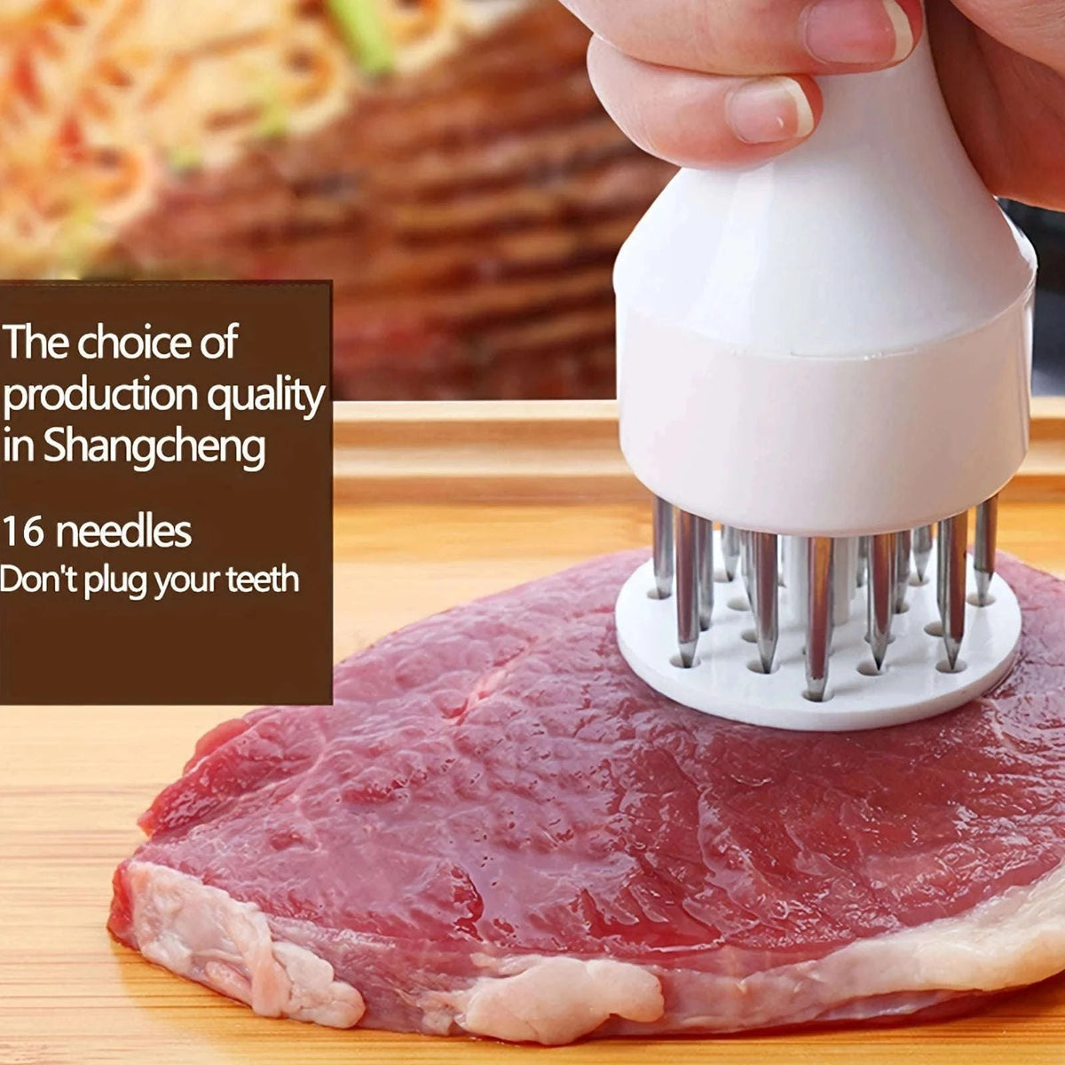 Stainless Steel Meat Tenderizer Hammer and Needle Tool-Black