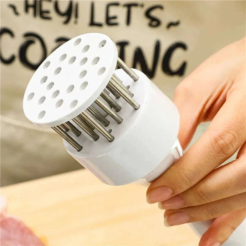 Stainless Steel Meat Tenderizer Hammer and Needle Tool-Black