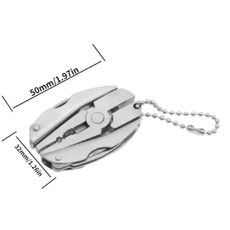 Stainless Steel Multi-Tool Pliers Knife Keychain Screwdriver-Silver