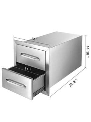 Stainless Steel Outdoor Kitchen Drawers Double Storage BBQ Island-14Wx 8.5H Single / United States