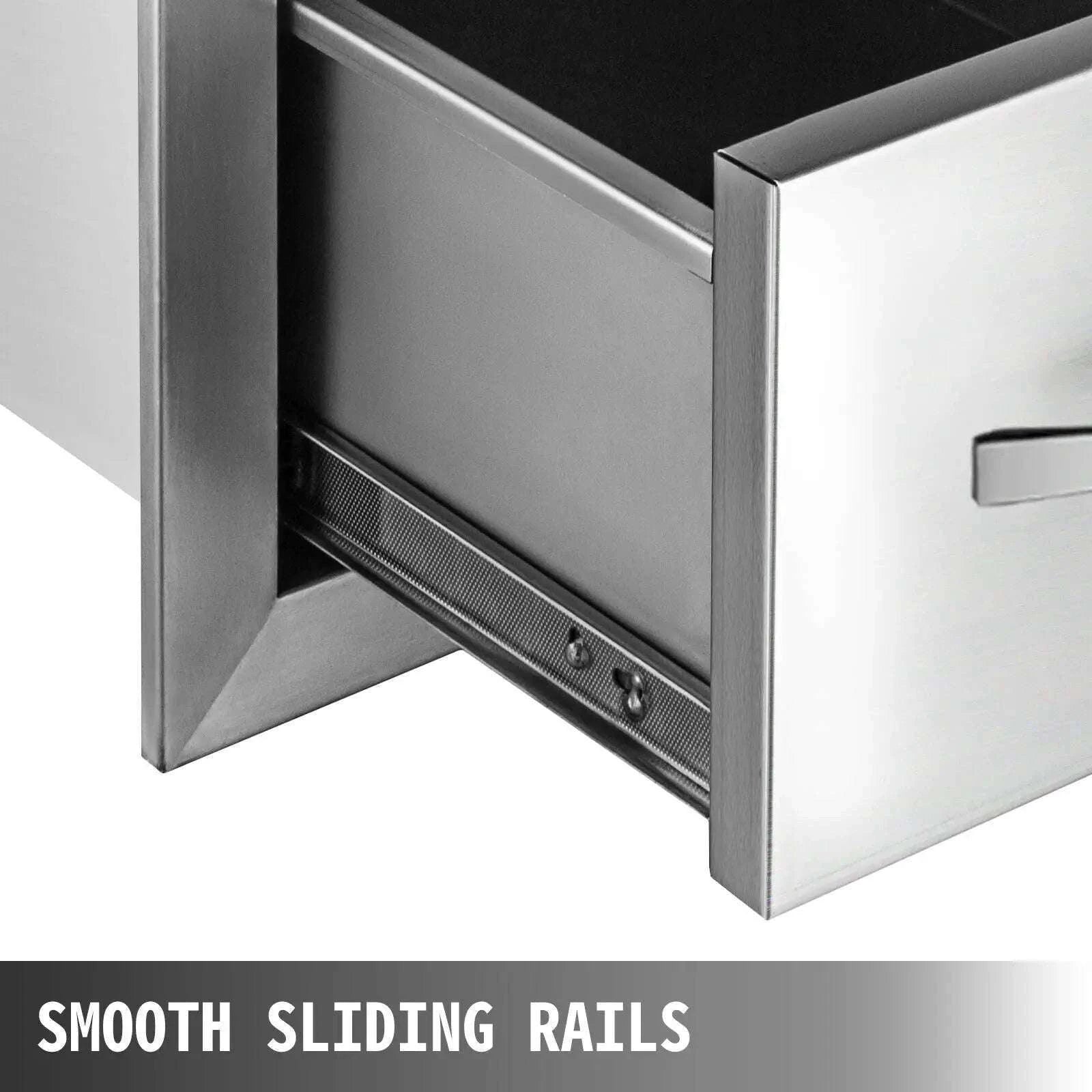Stainless Steel Outdoor Kitchen Drawers Double Storage BBQ Island-14Wx 8.5H Single / United States