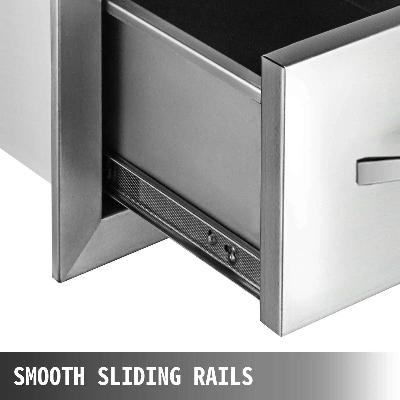 Stainless Steel Outdoor Kitchen Drawers Double Storage BBQ Island-14Wx 8.5H Single / United States