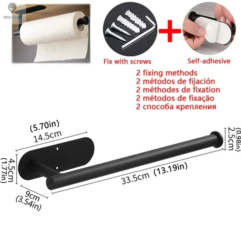 Stainless Steel Paper Towel Holder – Durable, Modern, Easy Installation-Black Paper Holder