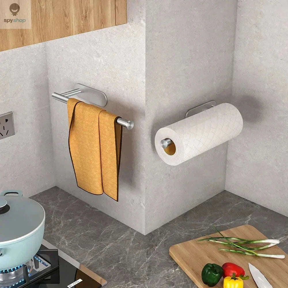 Stainless Steel Paper Towel Holder with Adhesive or Screw Mount-Black Paper Holder