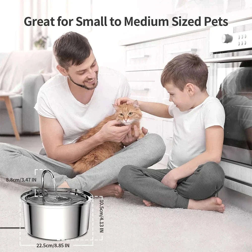 Stainless Steel Pet Water Fountain with Smart Filtration-Premium version