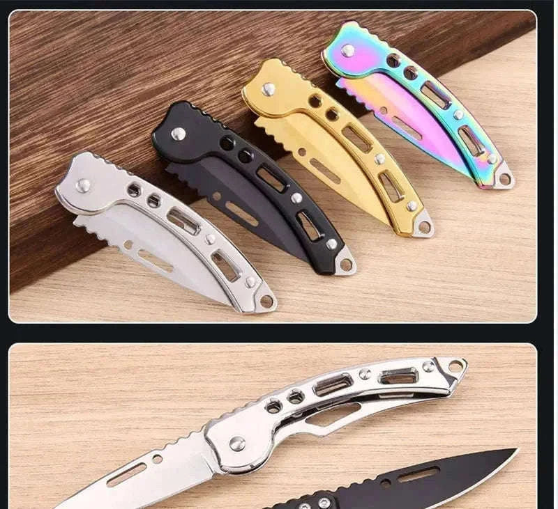 Stainless Steel Pocket Knife Keychain for Everyday Carry-golden