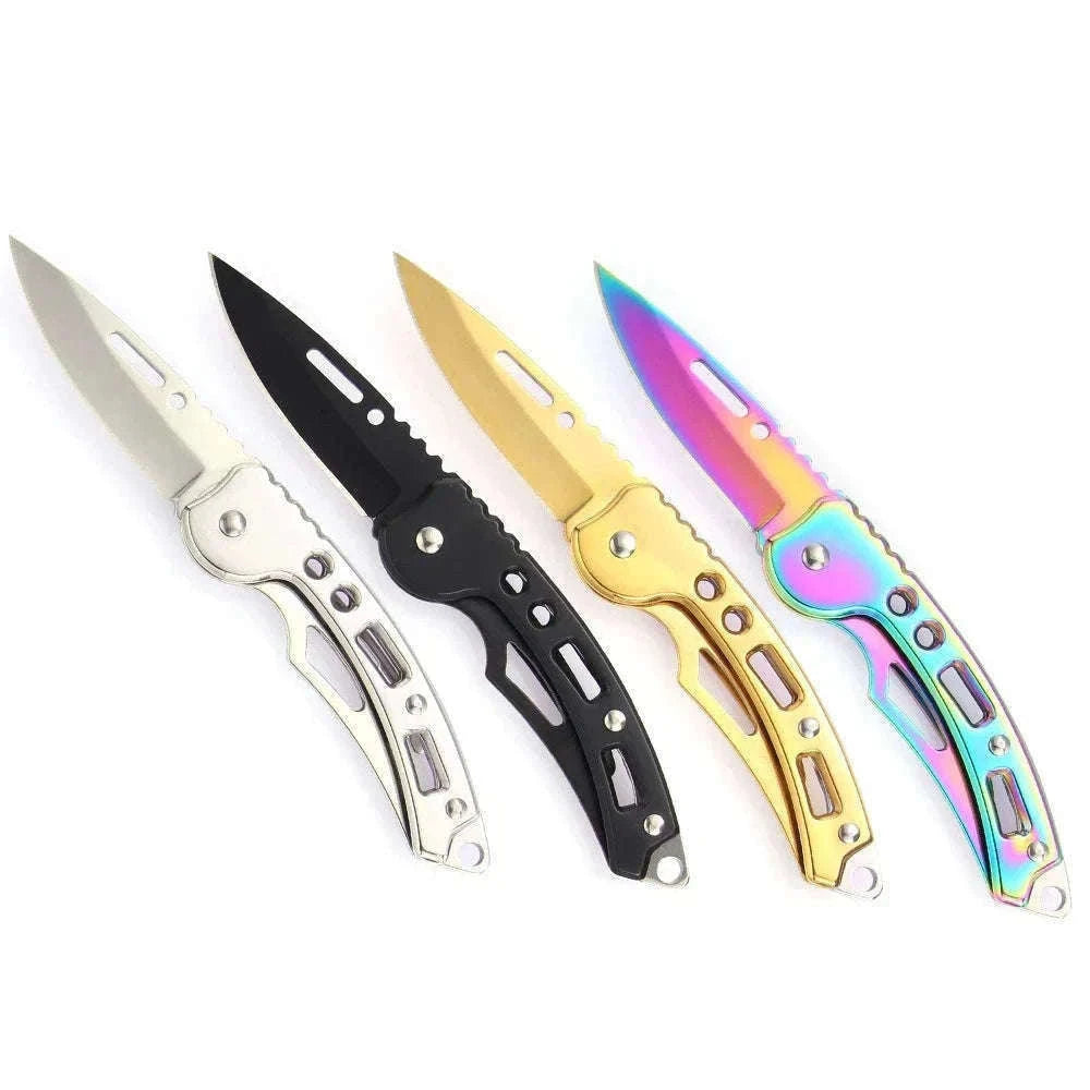Stainless Steel Pocket Knife Keychain for Everyday Carry-golden