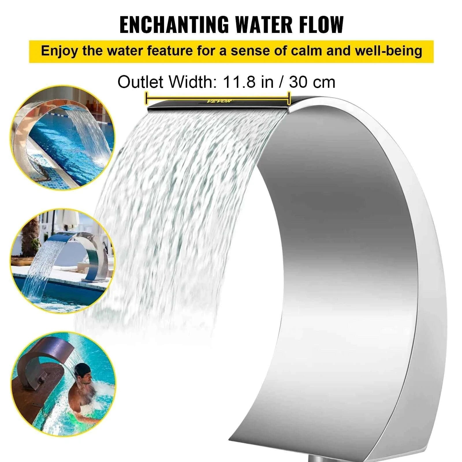 Stainless Steel Pool Fountain 17.7 x 11.8 x 23.6 Inches-30 x 60 cm / United States