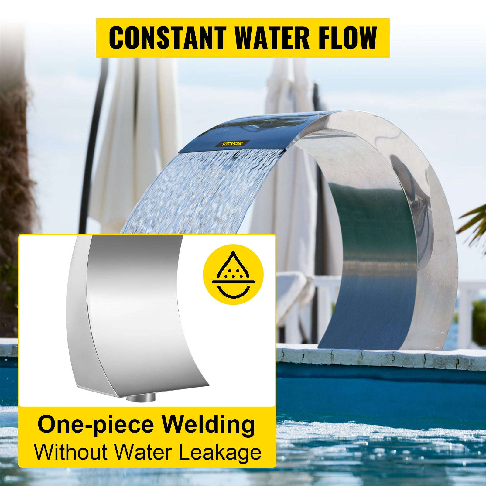 Stainless Steel Pool Fountain 17.7 x 11.8 x 23.6 Inches-30 x 60 cm / United States