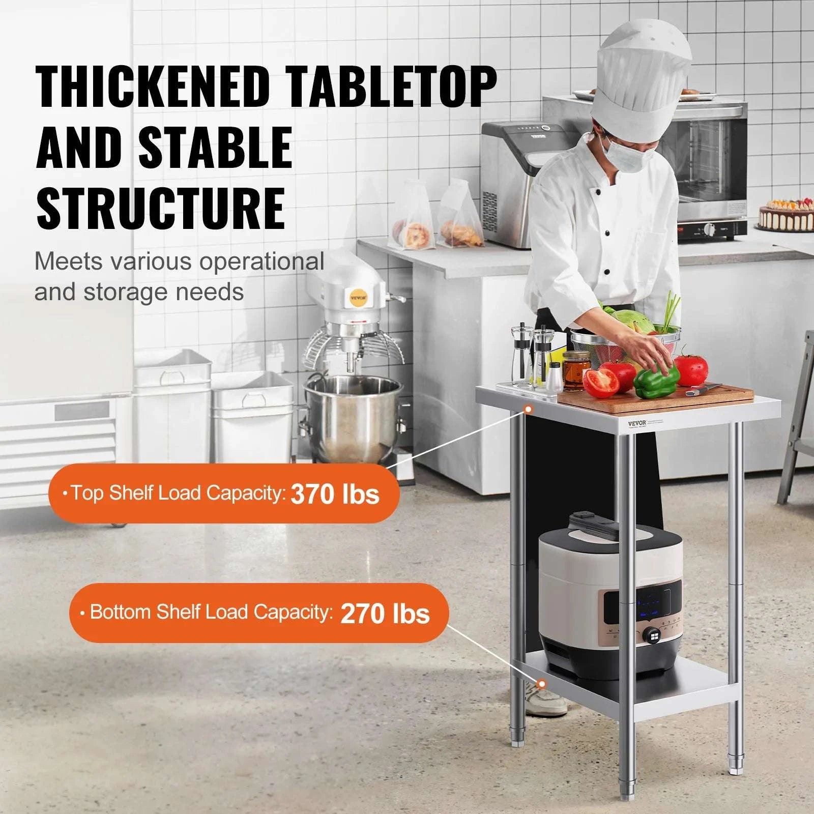 Stainless Steel Prep Table with Adjustable Shelf for Kitchen or Garage-24x18in / UNITED KINGDOM