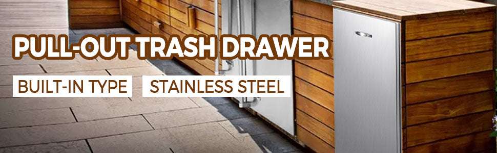Stainless Steel Pull-Out Trash Drawer for Outdoor Kitchen Storage-Type C / United States