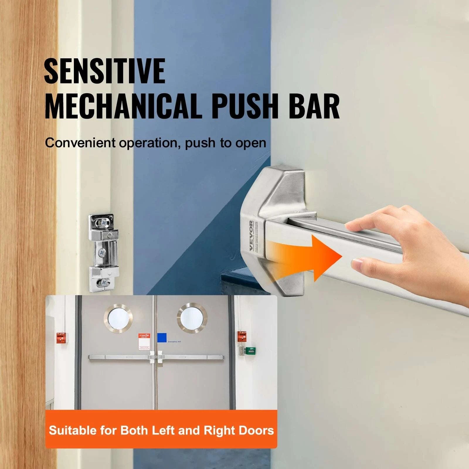 Stainless Steel Push Bar Panic Exit Device with Exterior Lever-27.5in 698mm / france