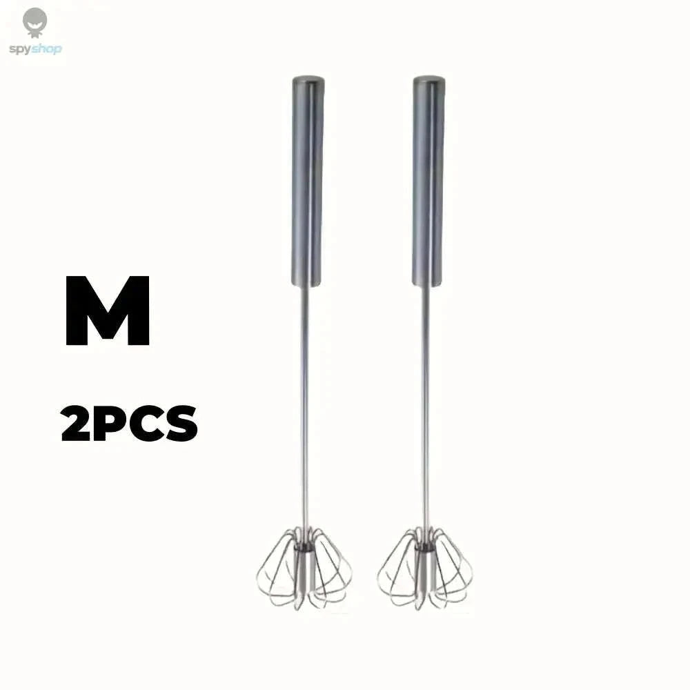 Stainless Steel Semi-Automatic Egg Beater for Easy Mixing-S size 2pcs