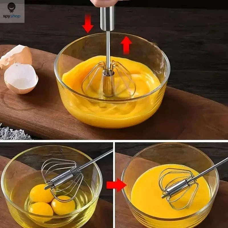 Stainless Steel Semi-Automatic Egg Beater for Easy Mixing-S size 2pcs