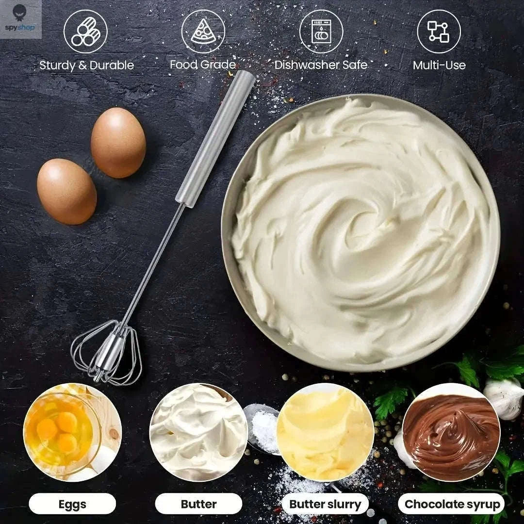 Stainless Steel Semi-Automatic Egg Beater for Easy Mixing-S size 2pcs