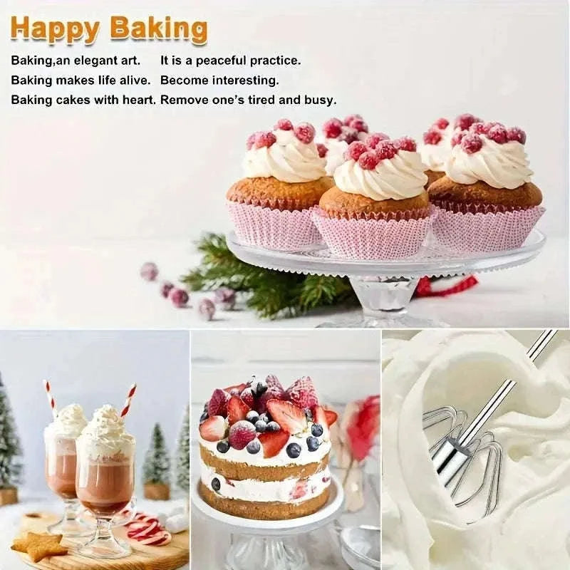 Stainless Steel Semi-Automatic Egg Beater for Easy Mixing-S size 2pcs