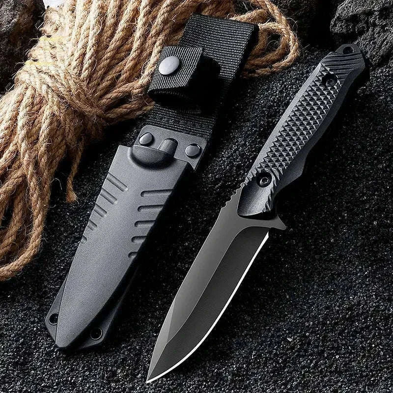 Stainless Steel Sheath Pocket Knife for Outdoor Tasks-BLACK