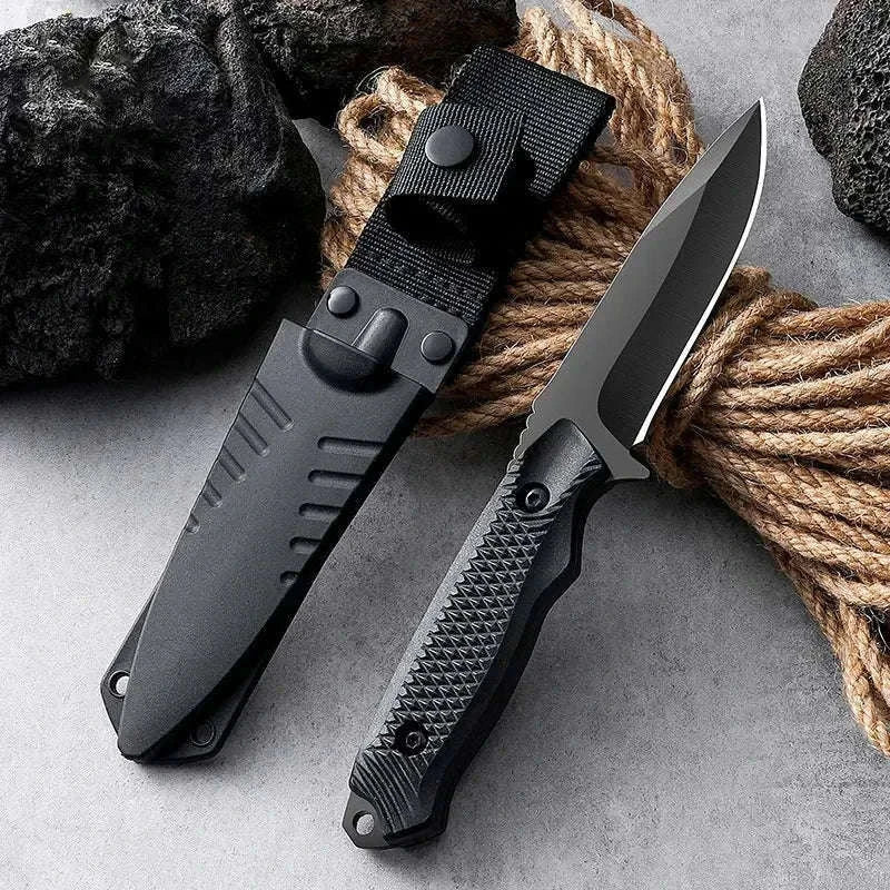 Stainless Steel Sheath Pocket Knife for Outdoor Tasks-BLACK