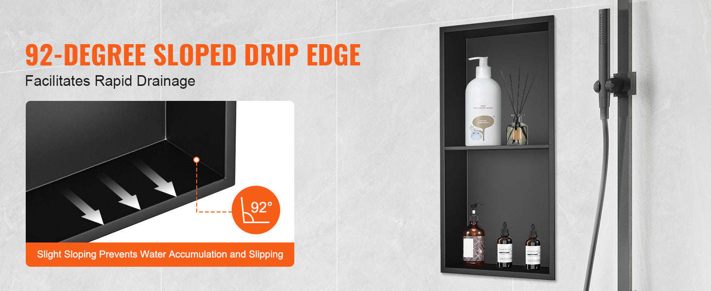 Stainless Steel Shower Niche with Double Shelves-13x25in / Poland