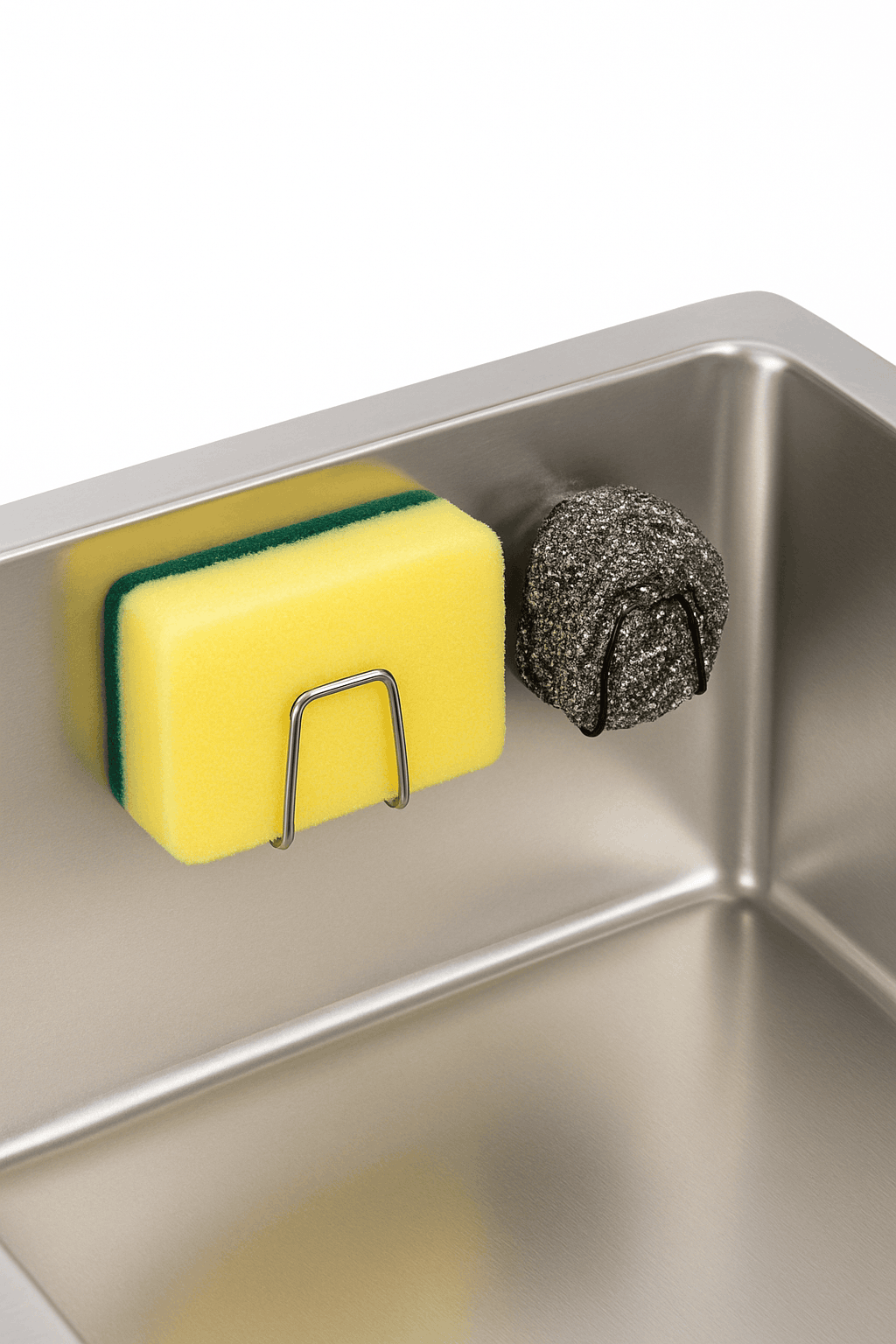Stainless Steel Sink Shelf Organizer for Cleaner Counter Space-slivery 2pcs